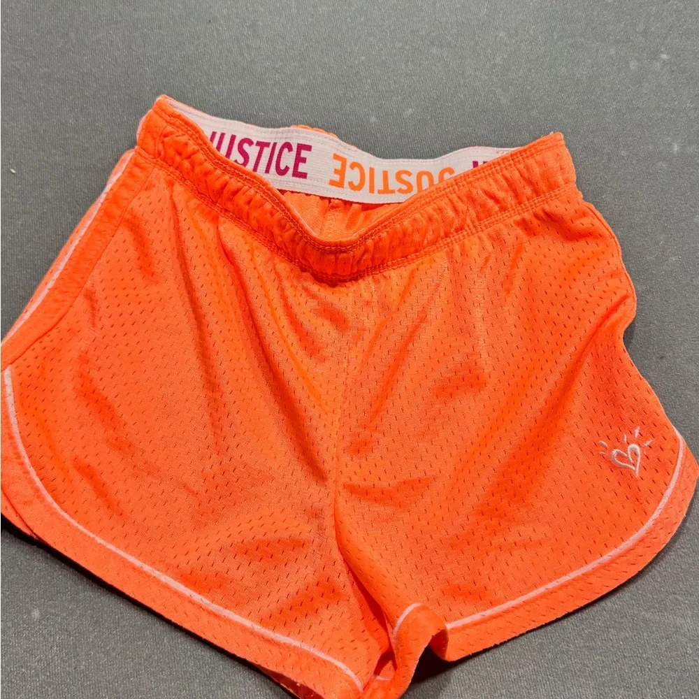 Justice White Mesh Athletic Shorts with Neon Waistband size 6